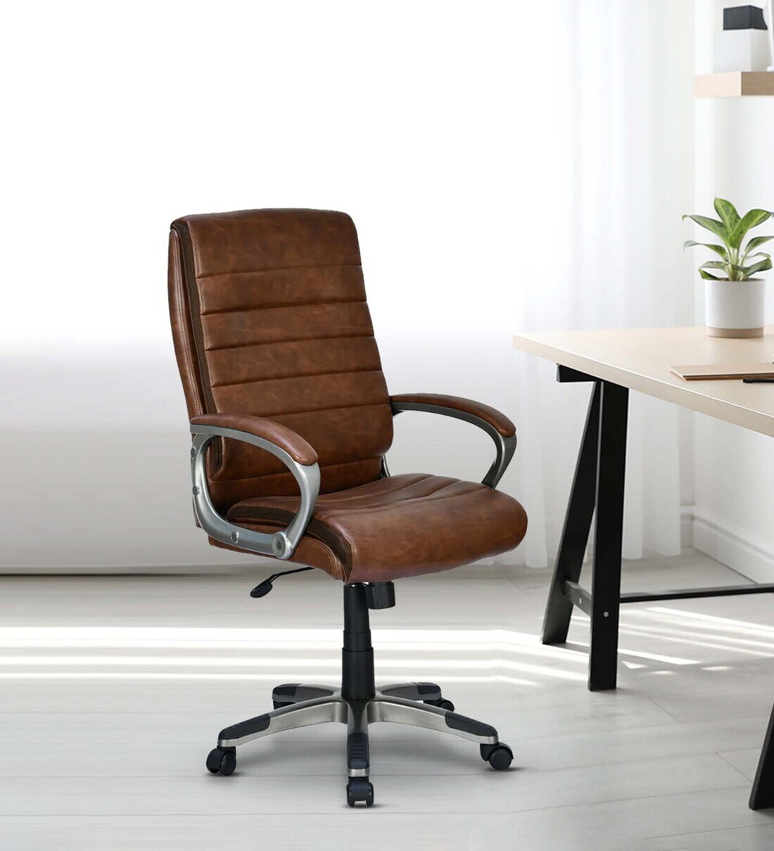 Buy Bold Leatherette Ergonomic Office Chair in Brown Colour at 44% OFF ...