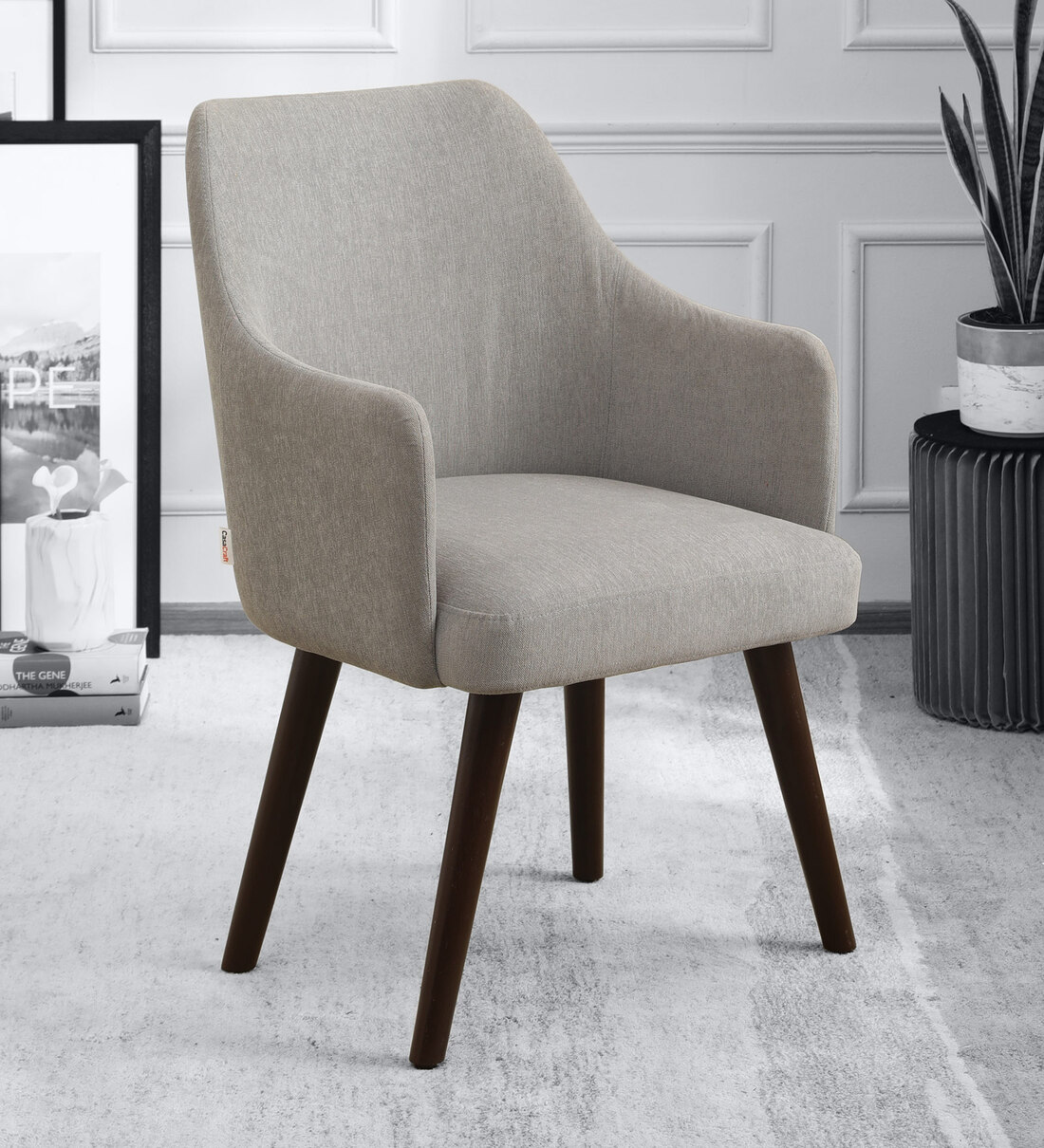 Buy Bolivar Fabric Dining Chair In Ash Grey Colour Online