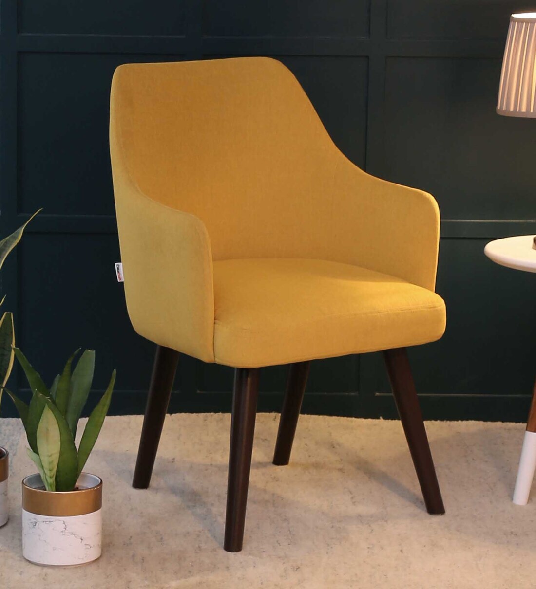 yellow tufted dining chair