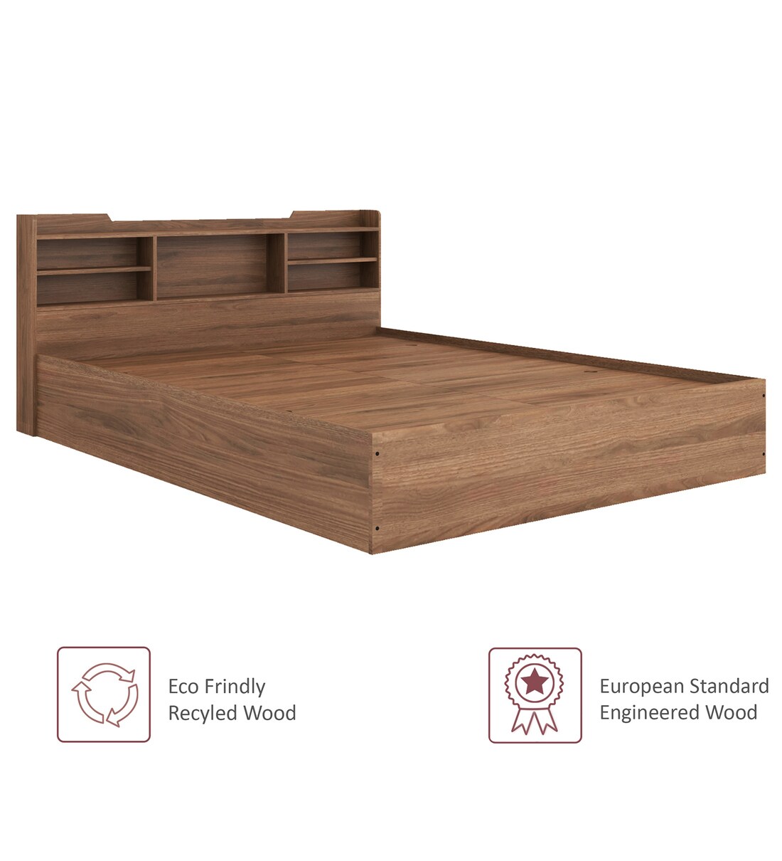 Buy Bolton King Size Bed In Bali Teak Finish By Trevi Furniture Online
