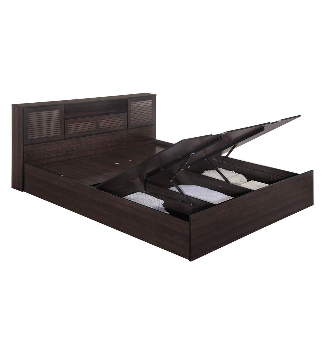 Buy Bolton King Size Bed in Wenge Finish with Hydraulic Storage by