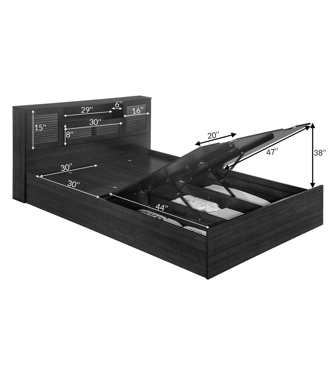 Buy Bolton Queen Size Bed with Storage in Wenge Finish by HomeTown