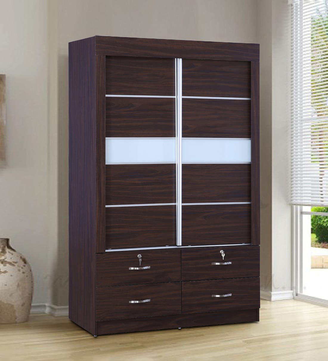 Buy Bolton Sliding Door Wardrobe in Walnut Colour By HomeTown Online