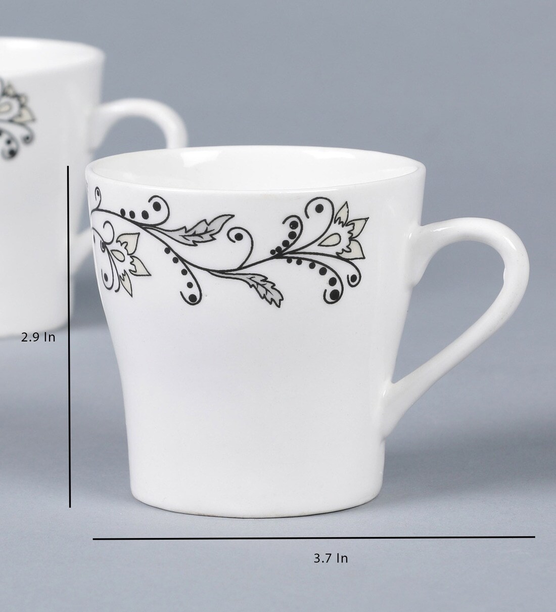 Floyd 150ml White Black Bone China (Set of 6) Tea Cup
