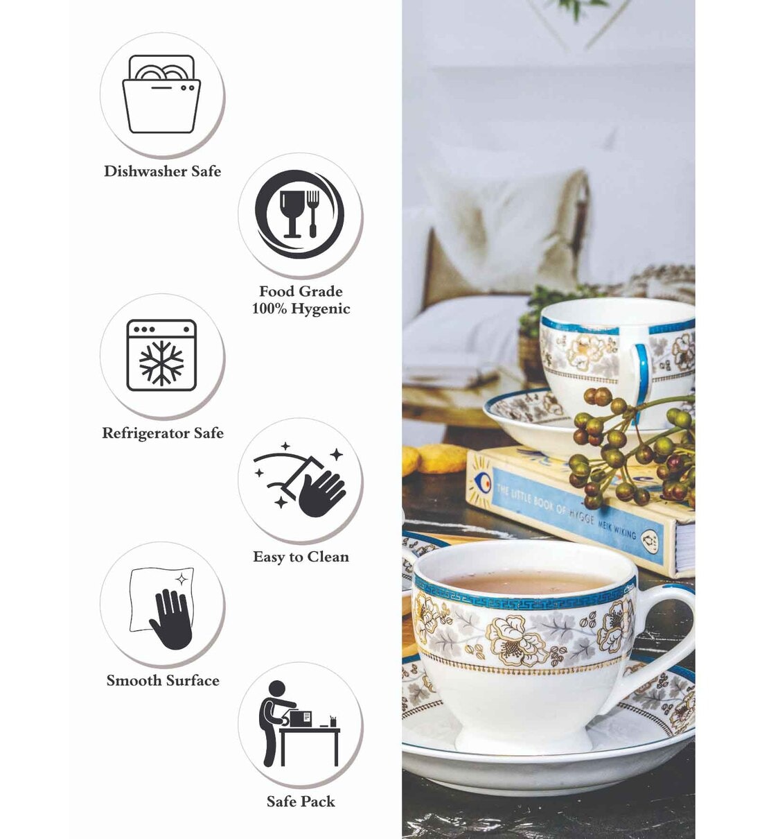 Buy Bone China Tea/Coffee Cup Saucer Set of 12pcs at 35% OFF by