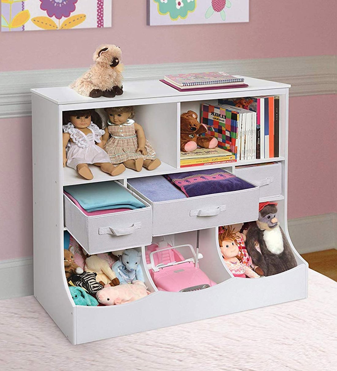 Buy Bonny Storage Cabinet With Fabric Drawers In White By Urge Online Kids Storage Cabinets Kids Storage Kids Furniture Pepperfry Product