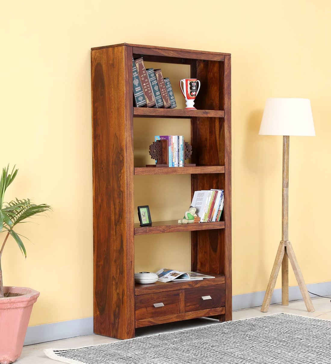 Buy Oriel Solid Wood Book Shelf In Honey oak Finish By Woodsworth ...