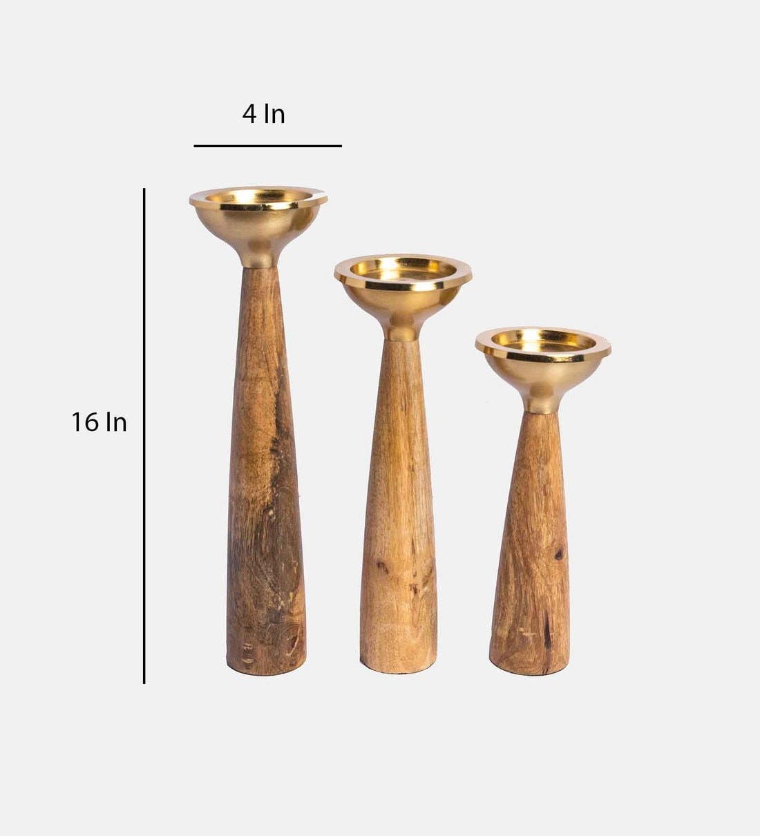 Buy Boroughs Mango wood Candle Holder Set of 3 by Logam Online Candle