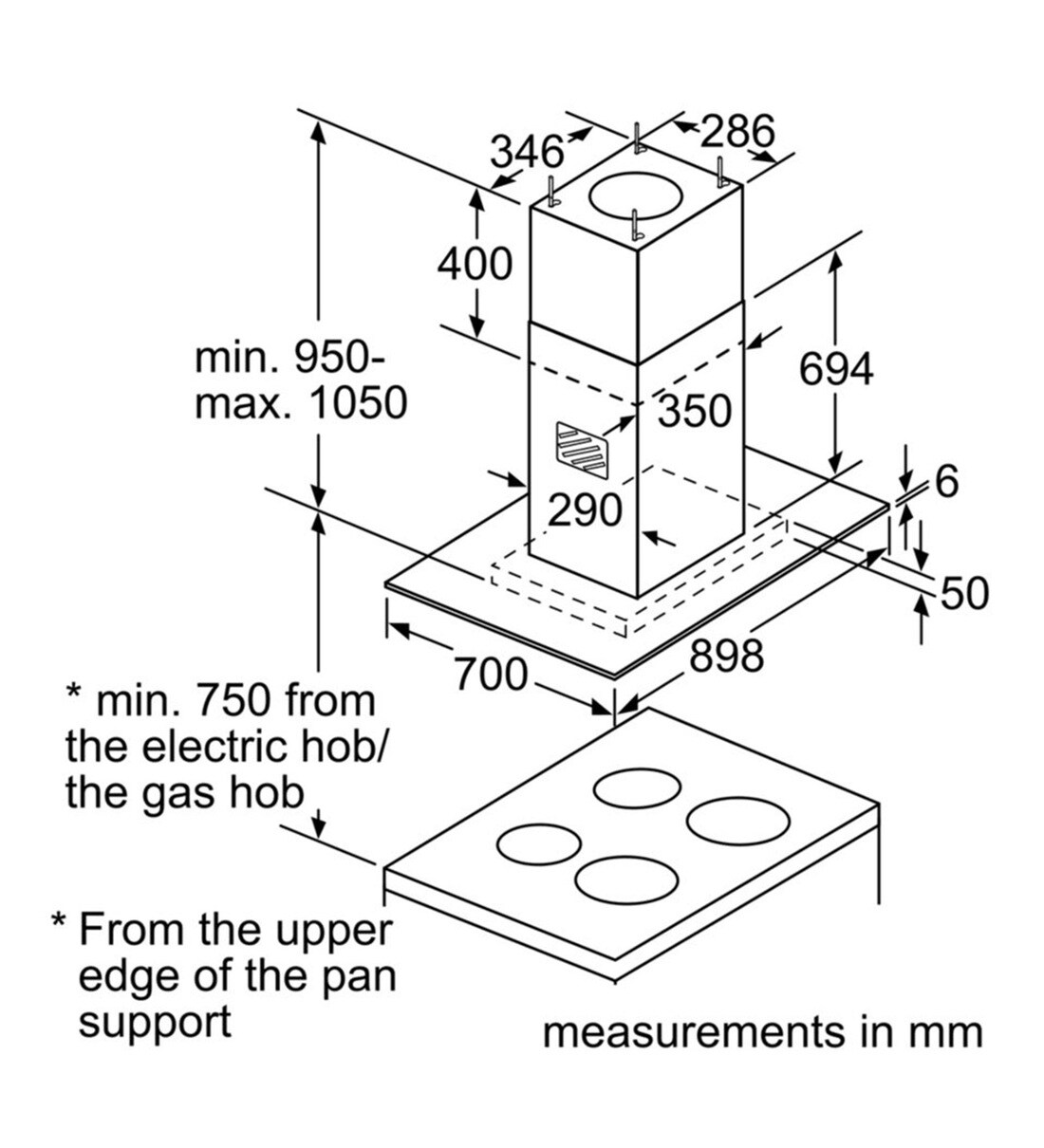 Buy Bosch Dig098G50I 800 M3/Hr 90 CM Straightline Chimney Online Hood