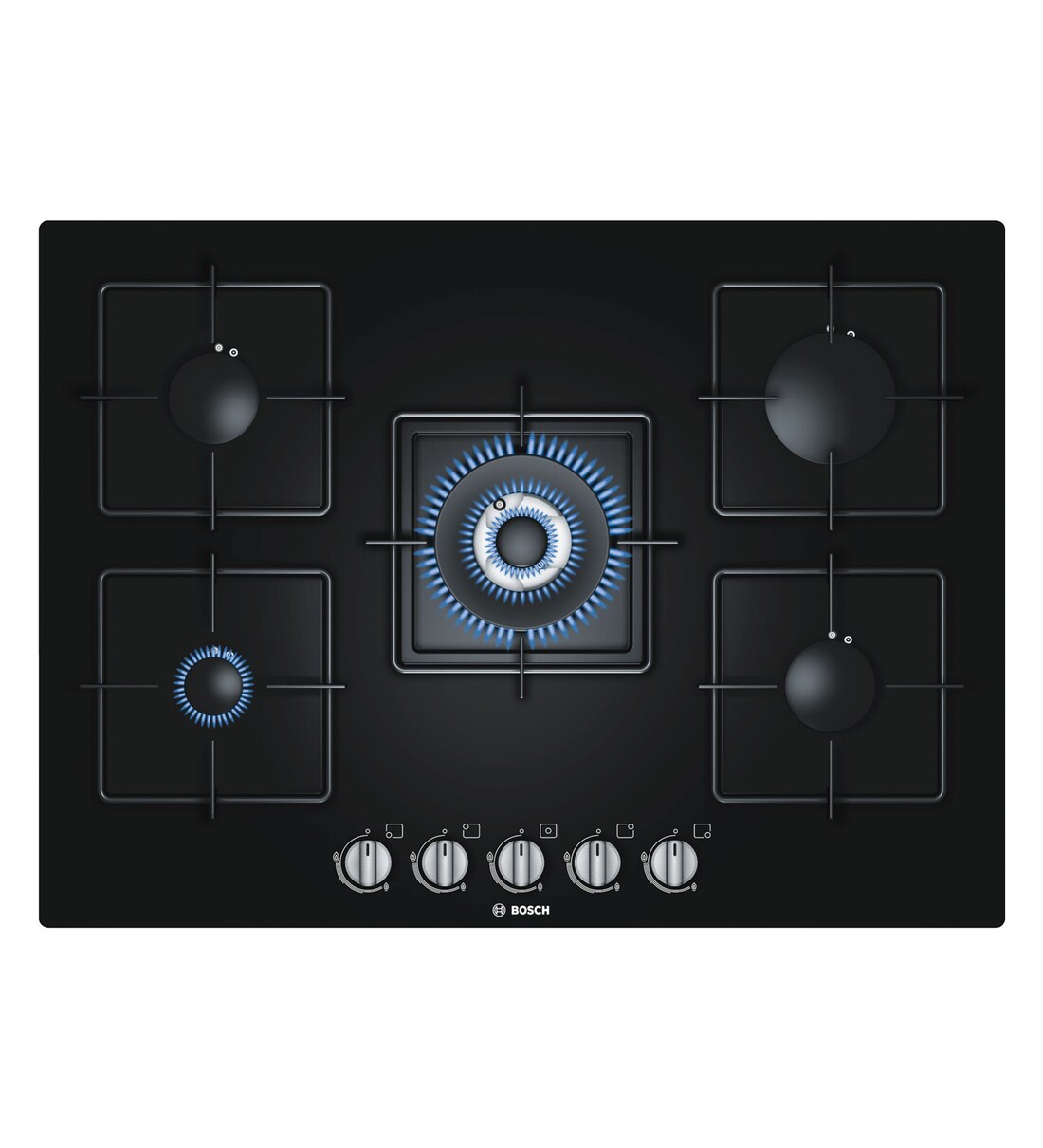 Buy Bosch Tempered Glass Gas Hob, 70cm, Black (PPQ716B1TI) Online Hobs Hobs Appliances