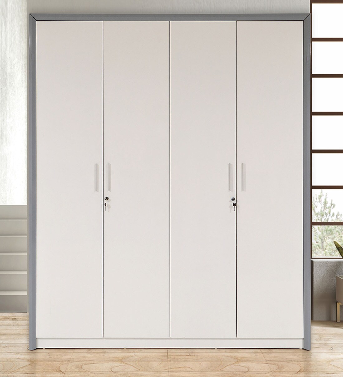 Buy Boston 4 Door Wardrobe in White Colour by Evok Online 4 Door
