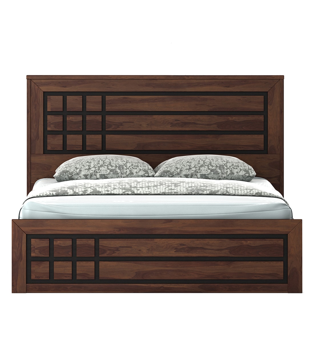 Buy Boston Queen Size Bed in Sheesham Finish with Hydraulic Storage