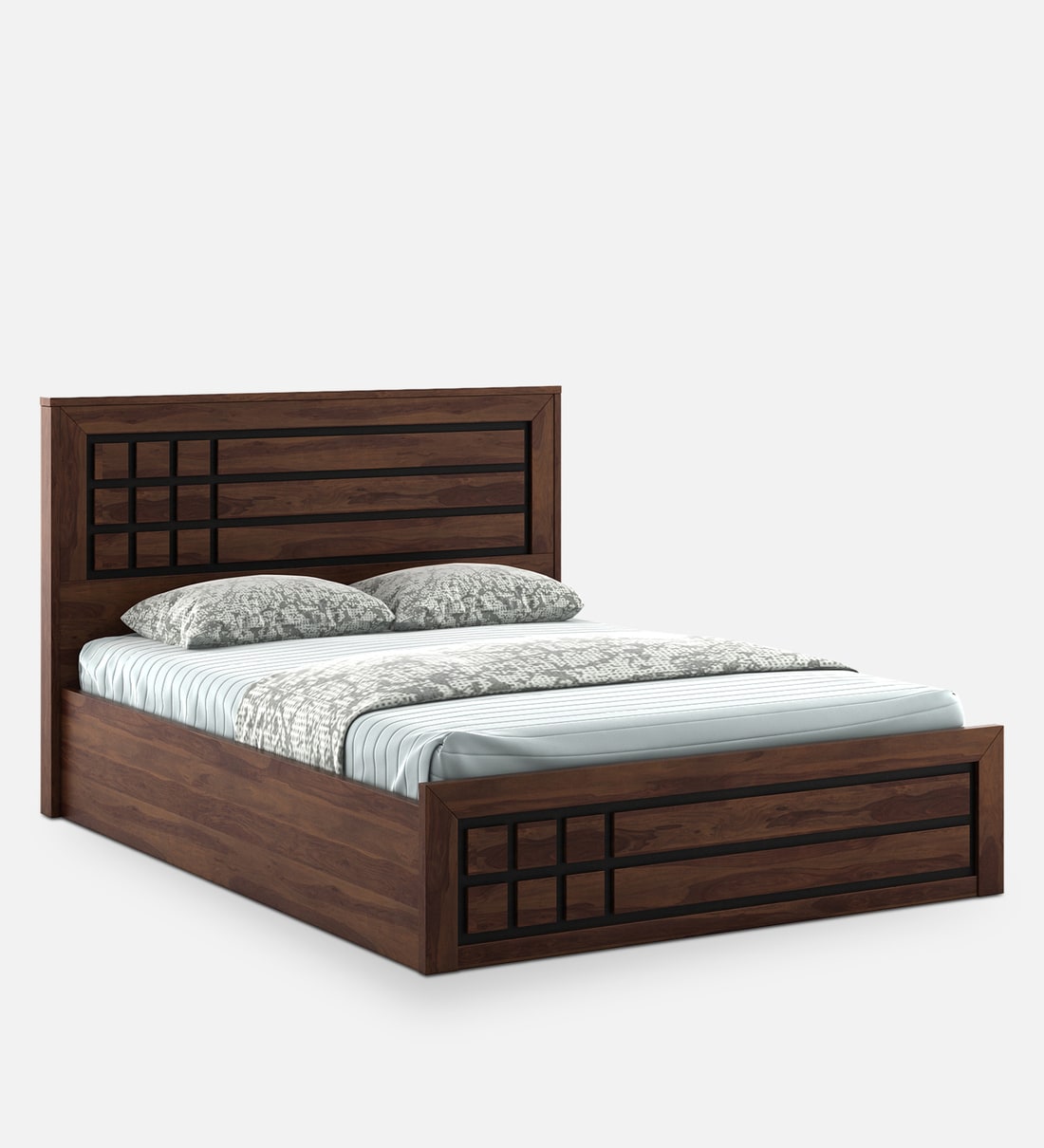Buy Boston Queen Size Bed in Sheesham Finish with Hydraulic Storage