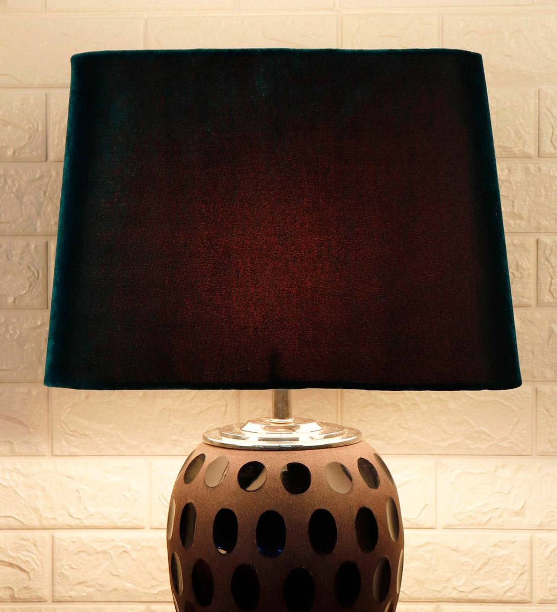 Buy Royal Green Velvet Solid Lampshade By Grated Ginger Online Solid
