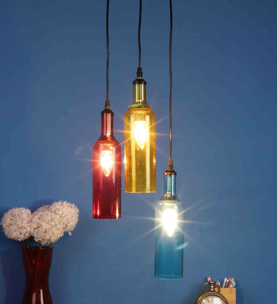 bottle lights hanging