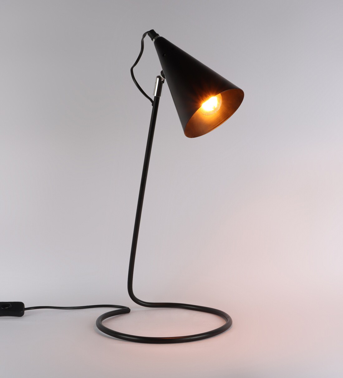 Buy Bow Black Iron Shade Study Lamp with Black Base by Kingsmarque Online Study Lamps Study