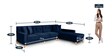 Bollywood Velvet LHS Sectional Sofa in Navy Blue Colour