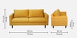 Bonito Velvet 3 Seater Sofa In Yellow Colour