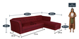 Bostino LHS 3 Seater Sofa With Lounger In Red Colour