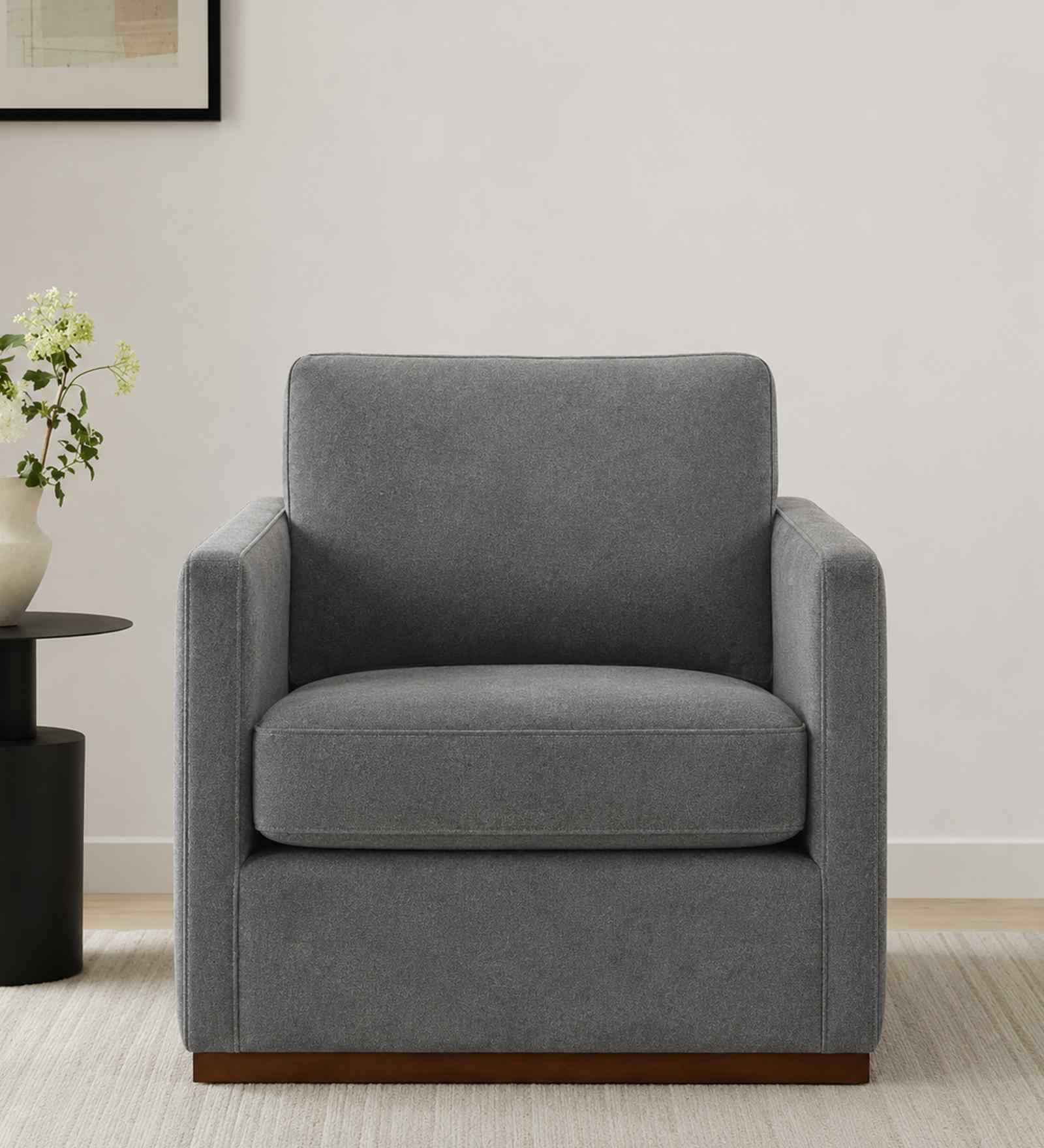 Bobby Boucle Fabric Lounge Chair In Grey Colour