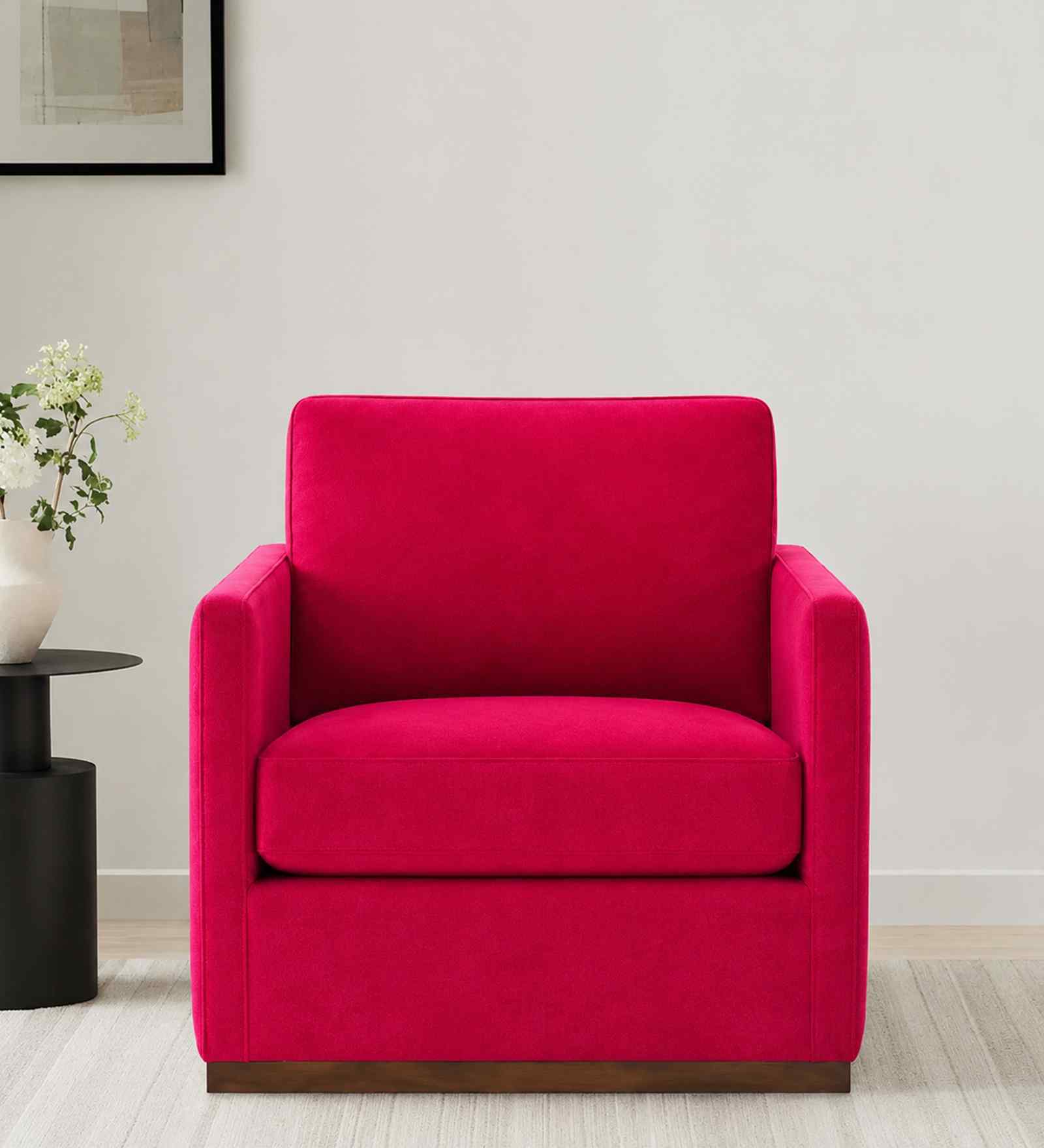 Bobby Boucle Fabric Lounge Chair In Red Colour