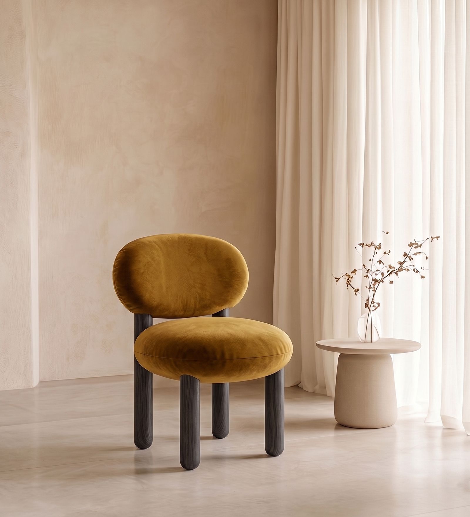 Boevian Bubble Lounge Chair In Yellow Colour