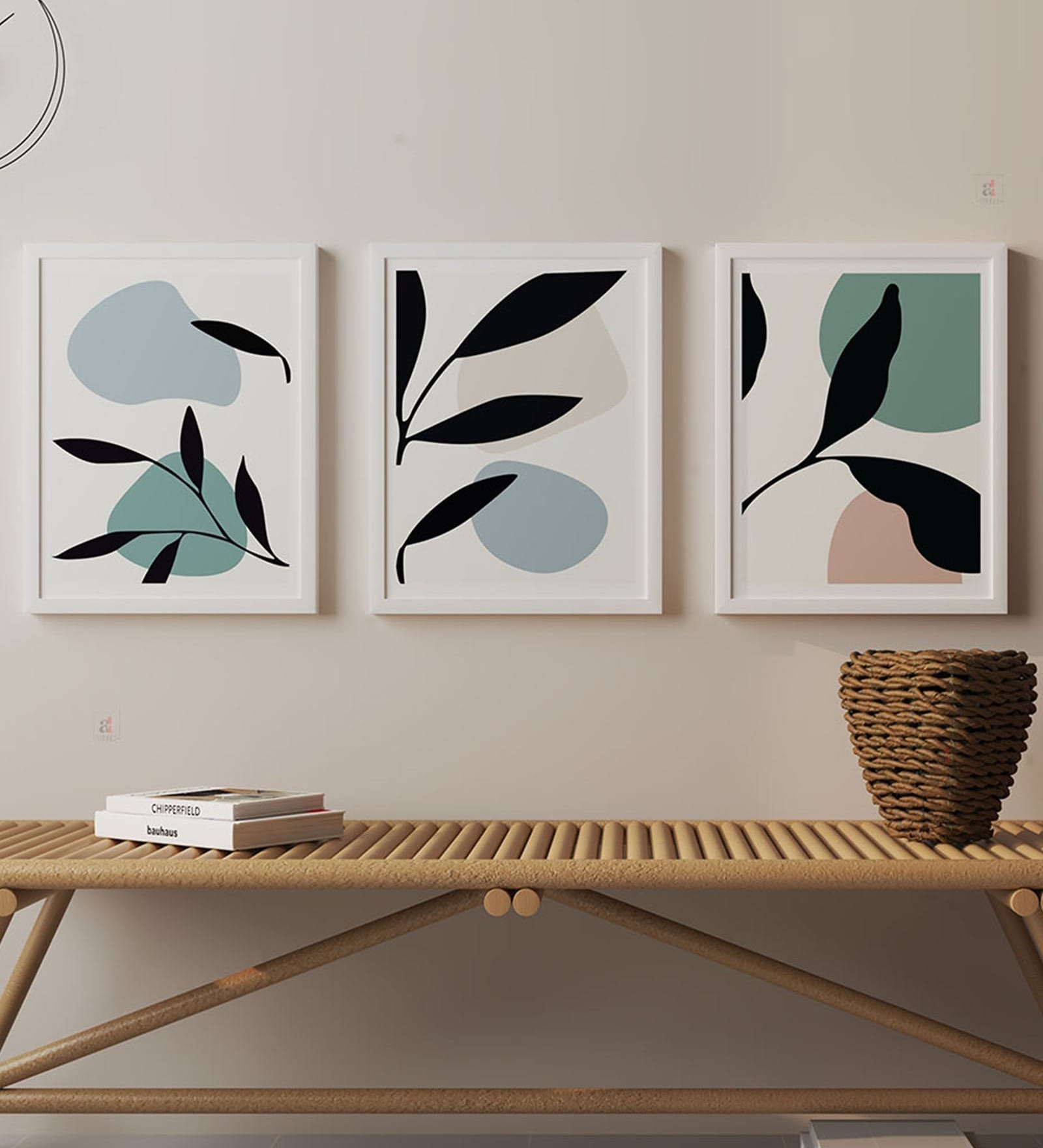 Bohemian Abstract Botanical Boho Wall Art Framed Art Print for Bedroom Minimalist Office Room D cor