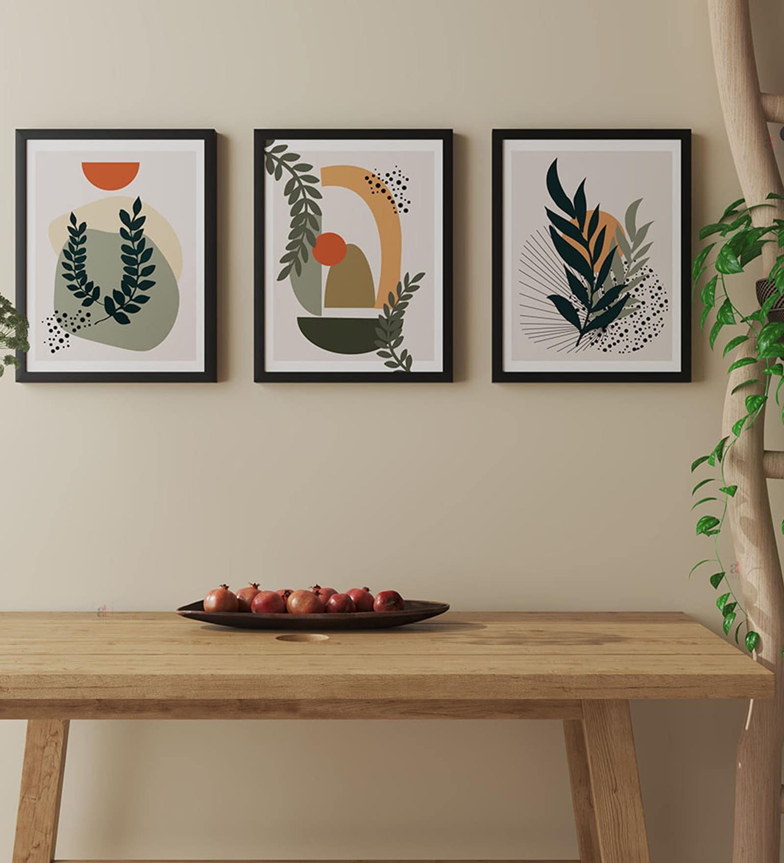 Bohemian Abstract Botanical Boho Wall Art Framed Art Print for Bedroom Modern Aesthetic