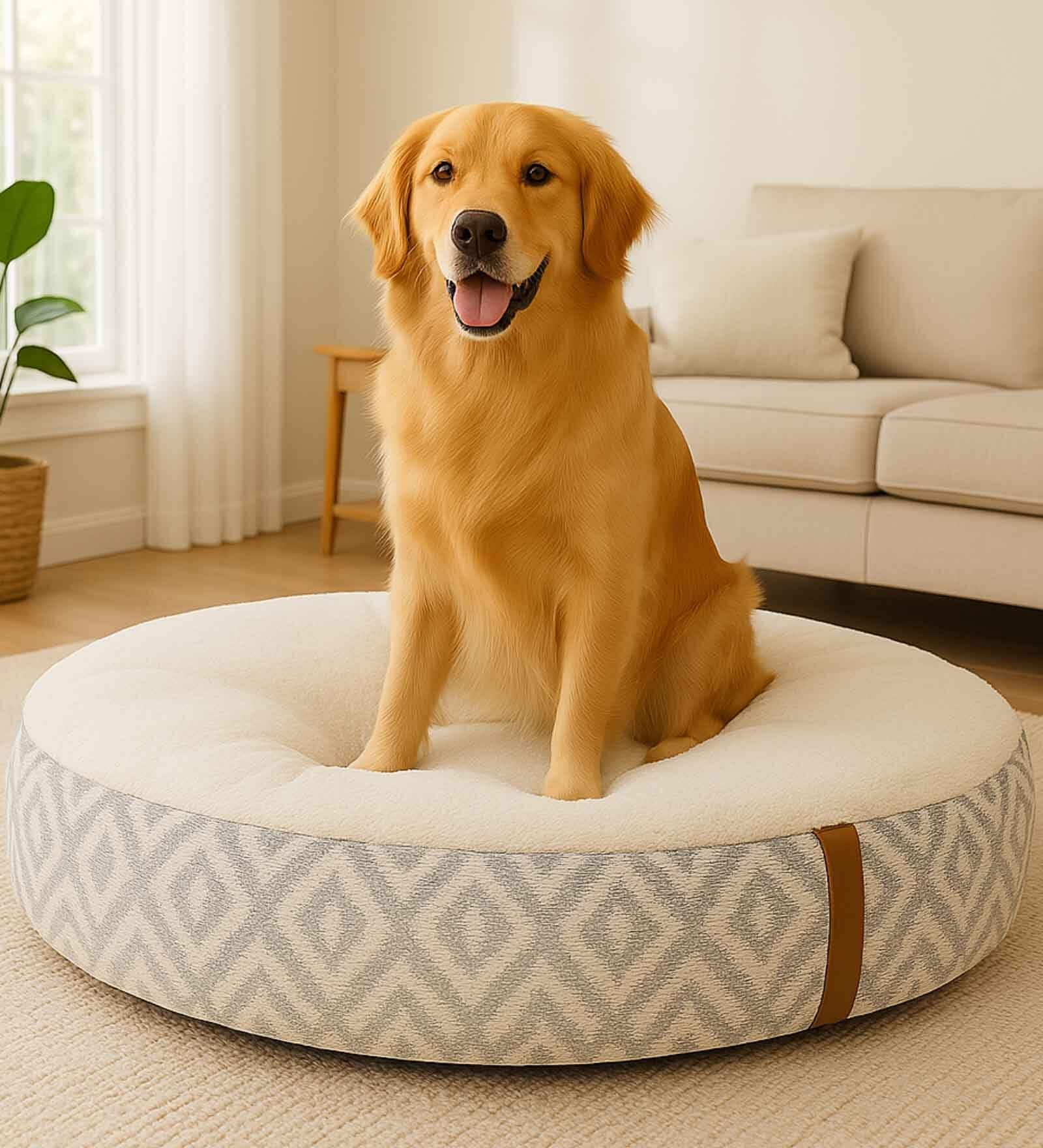 Bohemian Plush Round Bed for Dogs