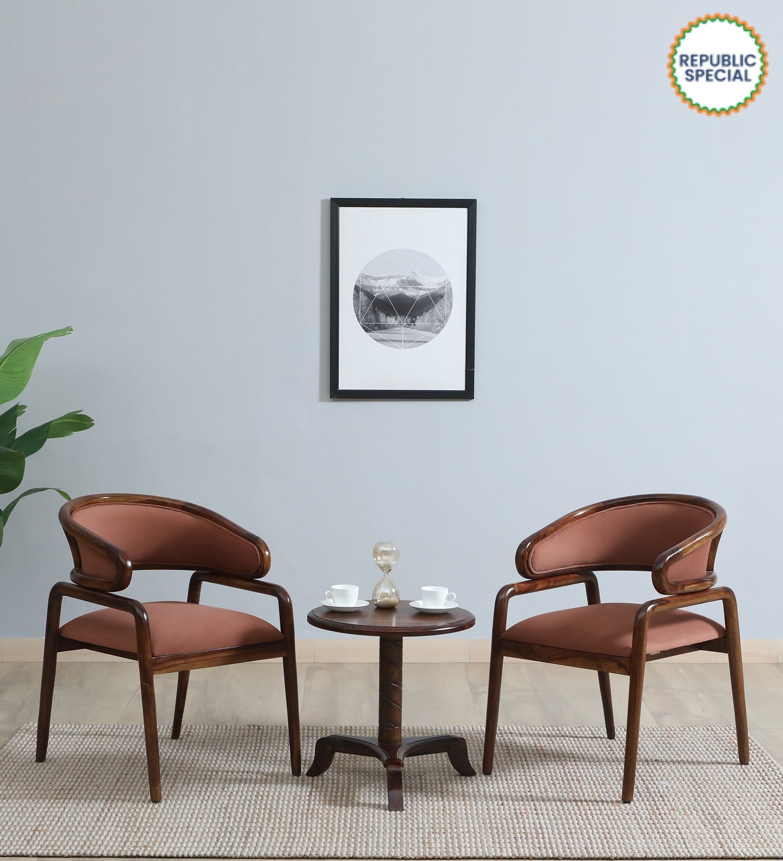 Bohlen Sheesham Wood Coffee Table Set In Provincial Teak Finish And Mocha Mousse Colour