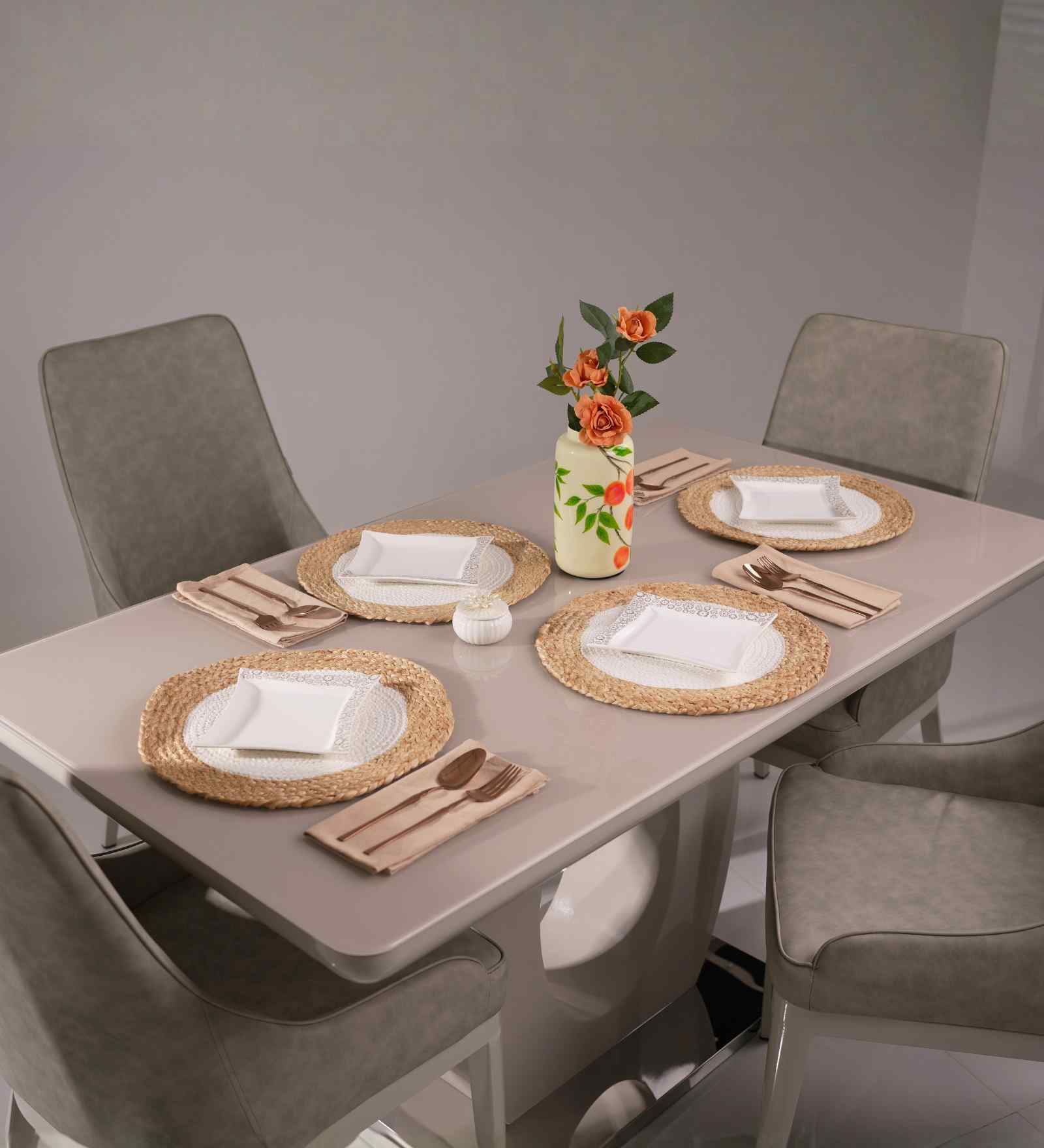 Boho Jute Placemat Pack of 4 White