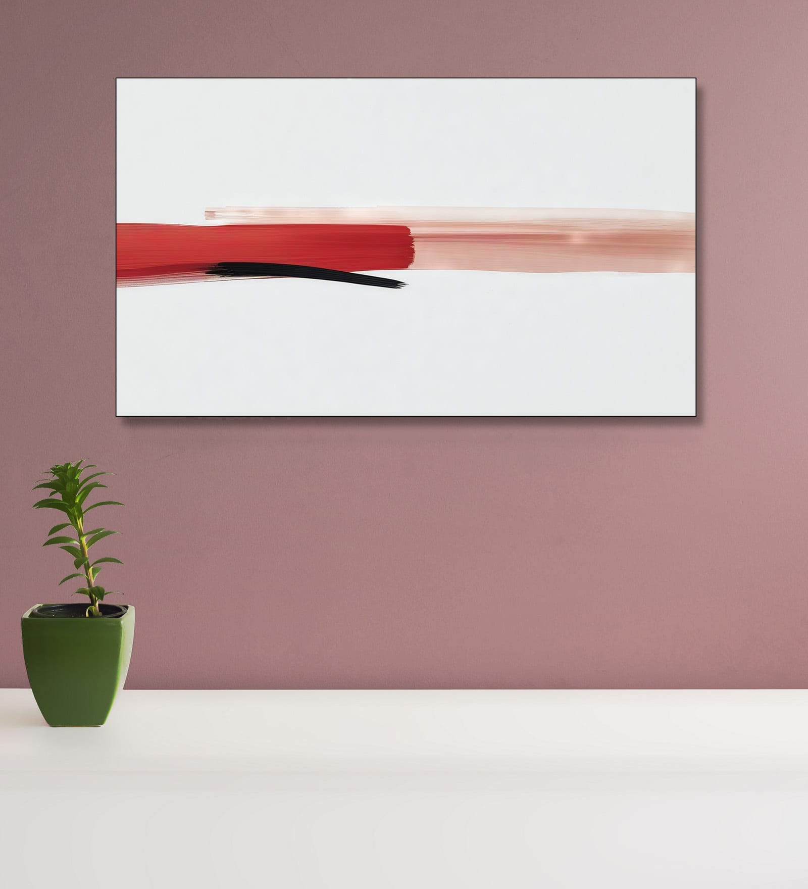 Bold Red and Black Canvas Wall Painting Black Frame