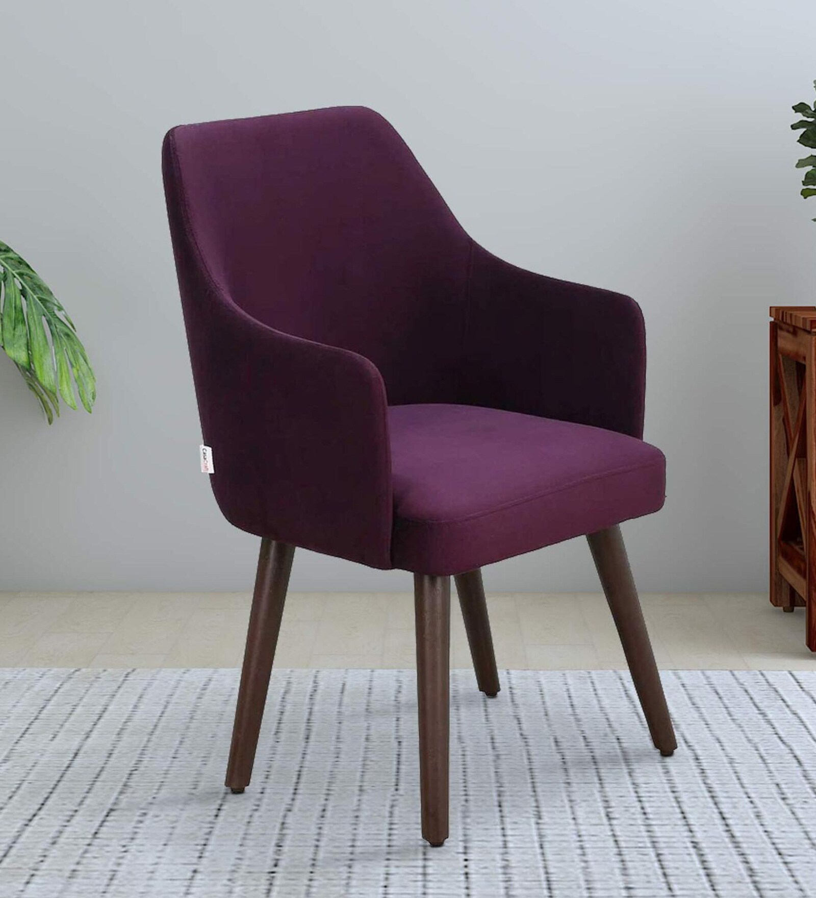 Bolivar Velvet Dining Chair In Purple Colour