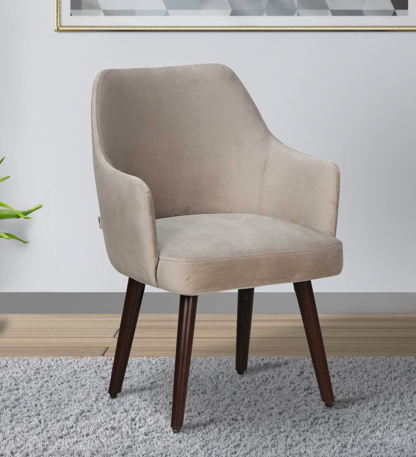 Bolivar Velvet Dining Chair In Beige Colour