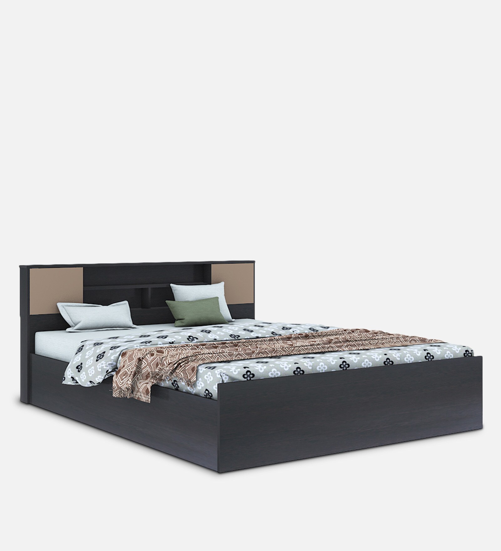 Bolton Plus Queen Size Bed with Box Storage in Wenge Colour