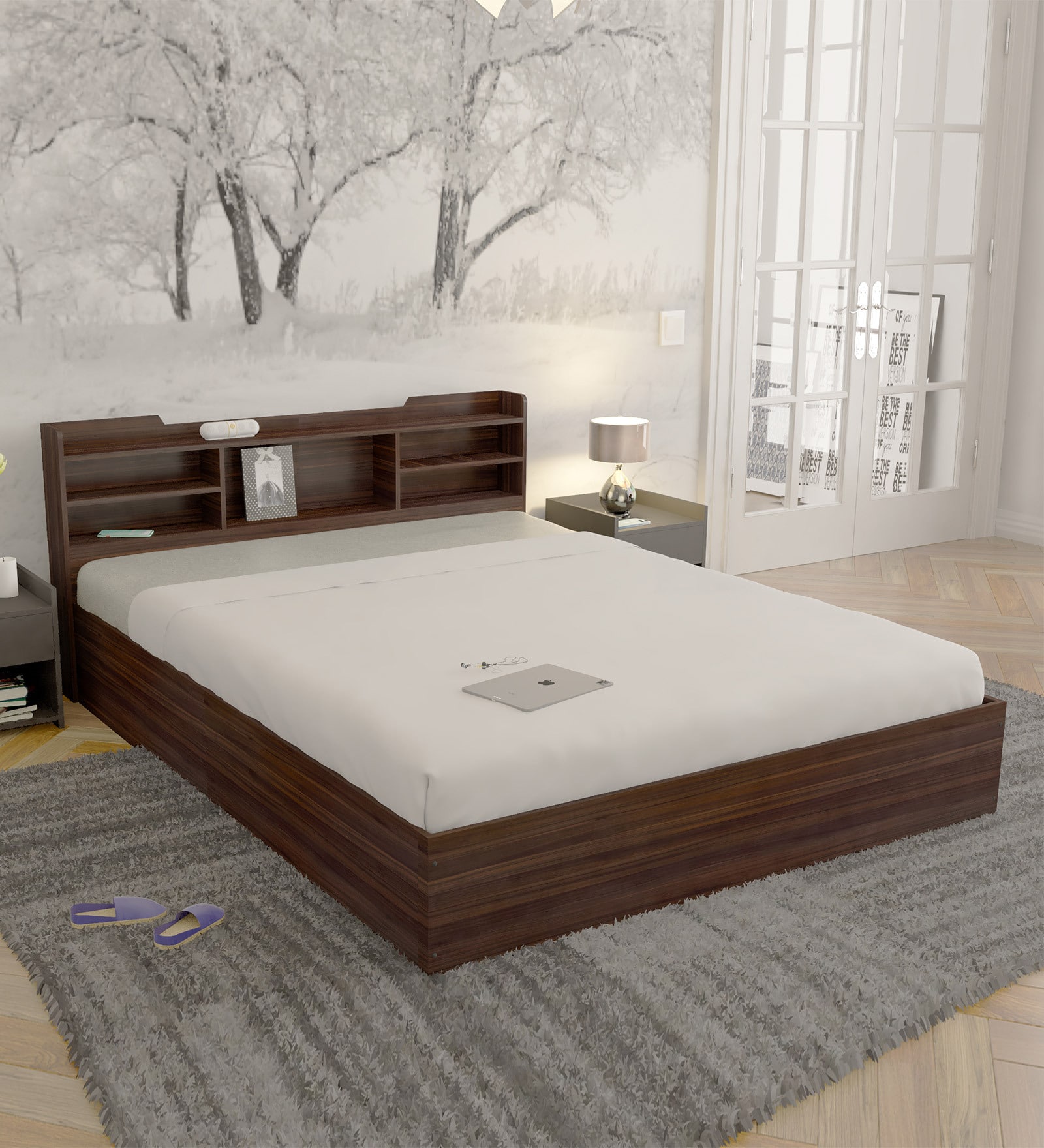 Bolton Queen Size Bed in Dark Maple Finish