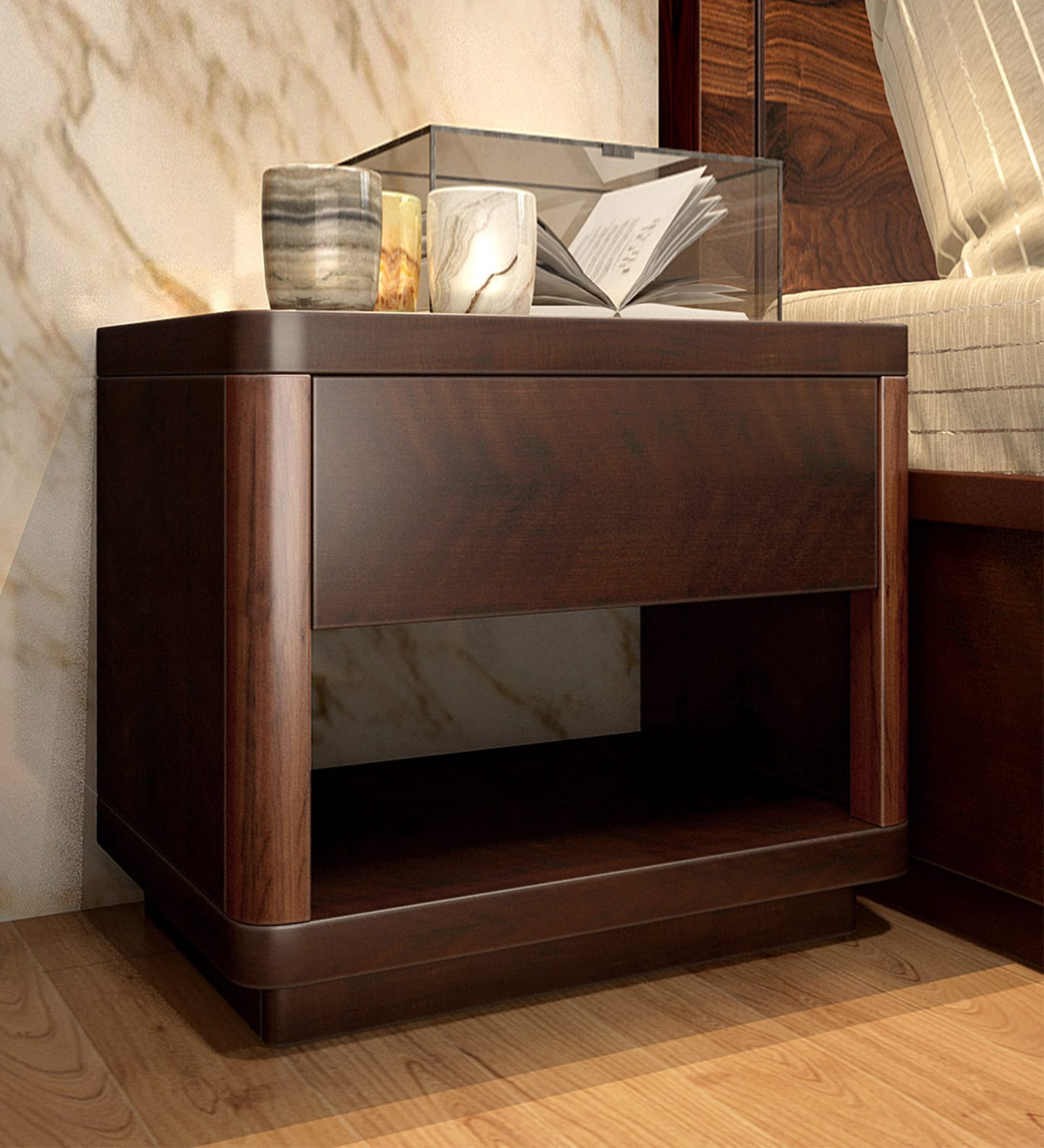 Bolton Bedside Table In Brown Finish