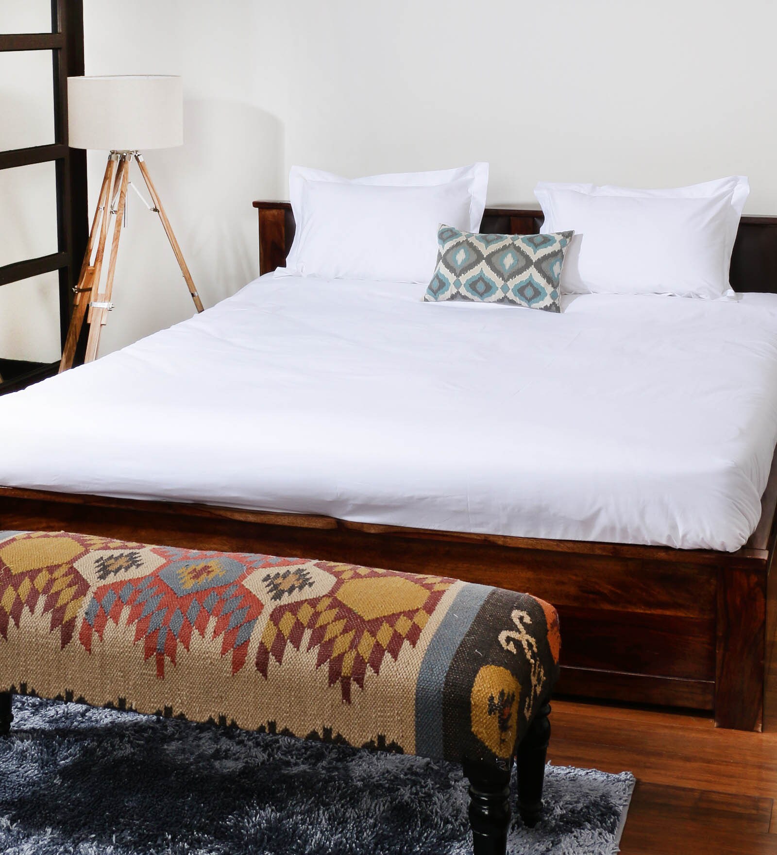 Buy White Cotton Solid Single Bed Sheet (with Pillow Covers) by Bombay