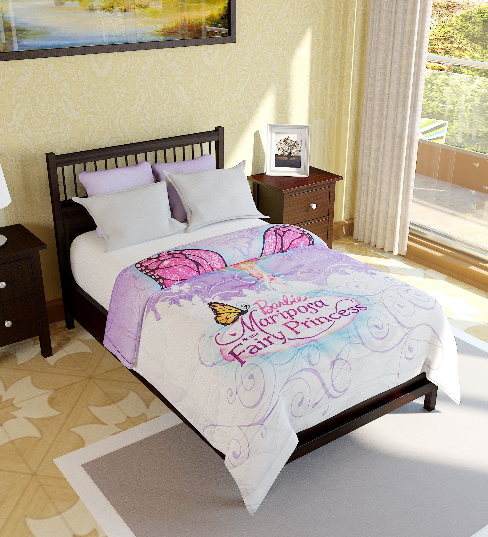 Barbie Fairy Princess Single-Size Cotton Bed Quilt
