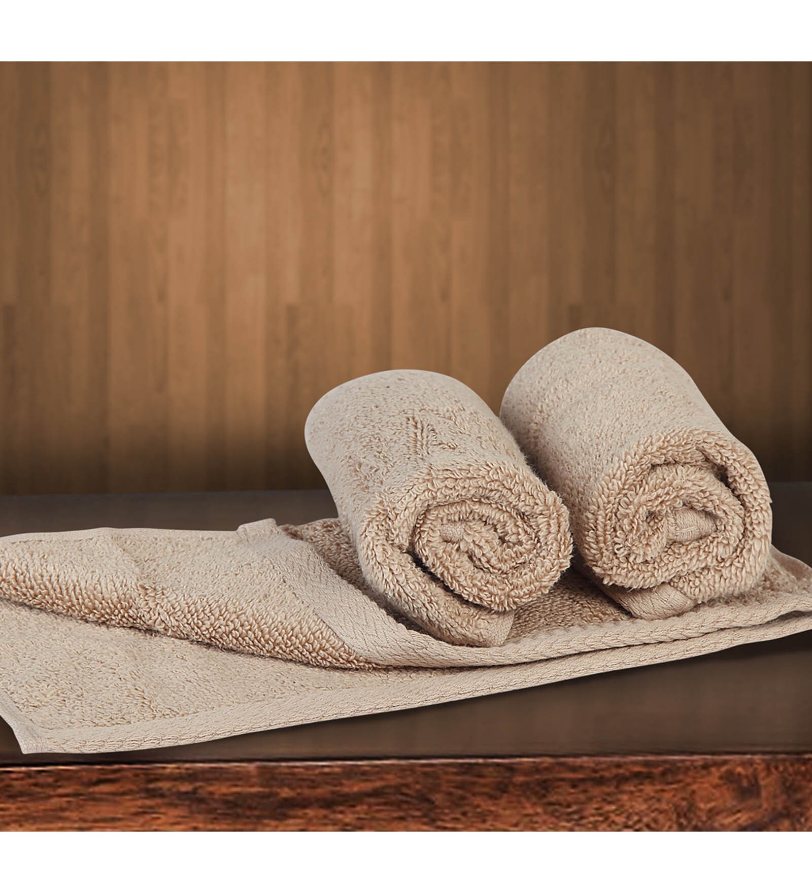 Buy Beige Cotton 12 X 12 Inch Towels Set of 3 by Bombay Dyeing Online