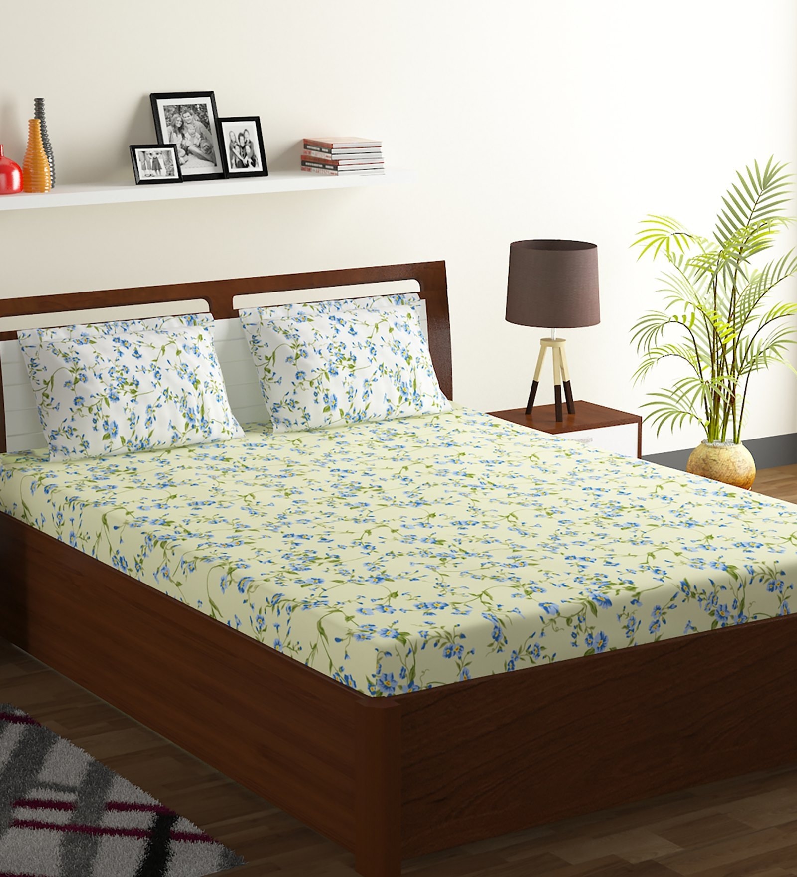 Breeze Cotton 180TC Double Bedsheet With 2 Pillow Covers