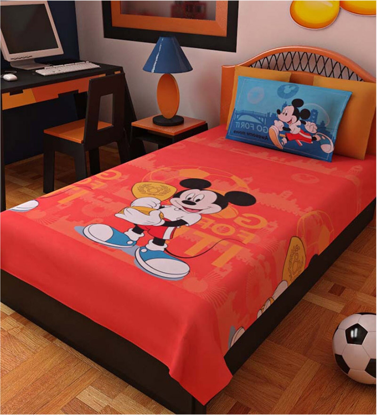 Buy Cartoon Print Single Cotton Bedsheet with Pillow Cover by Bombay