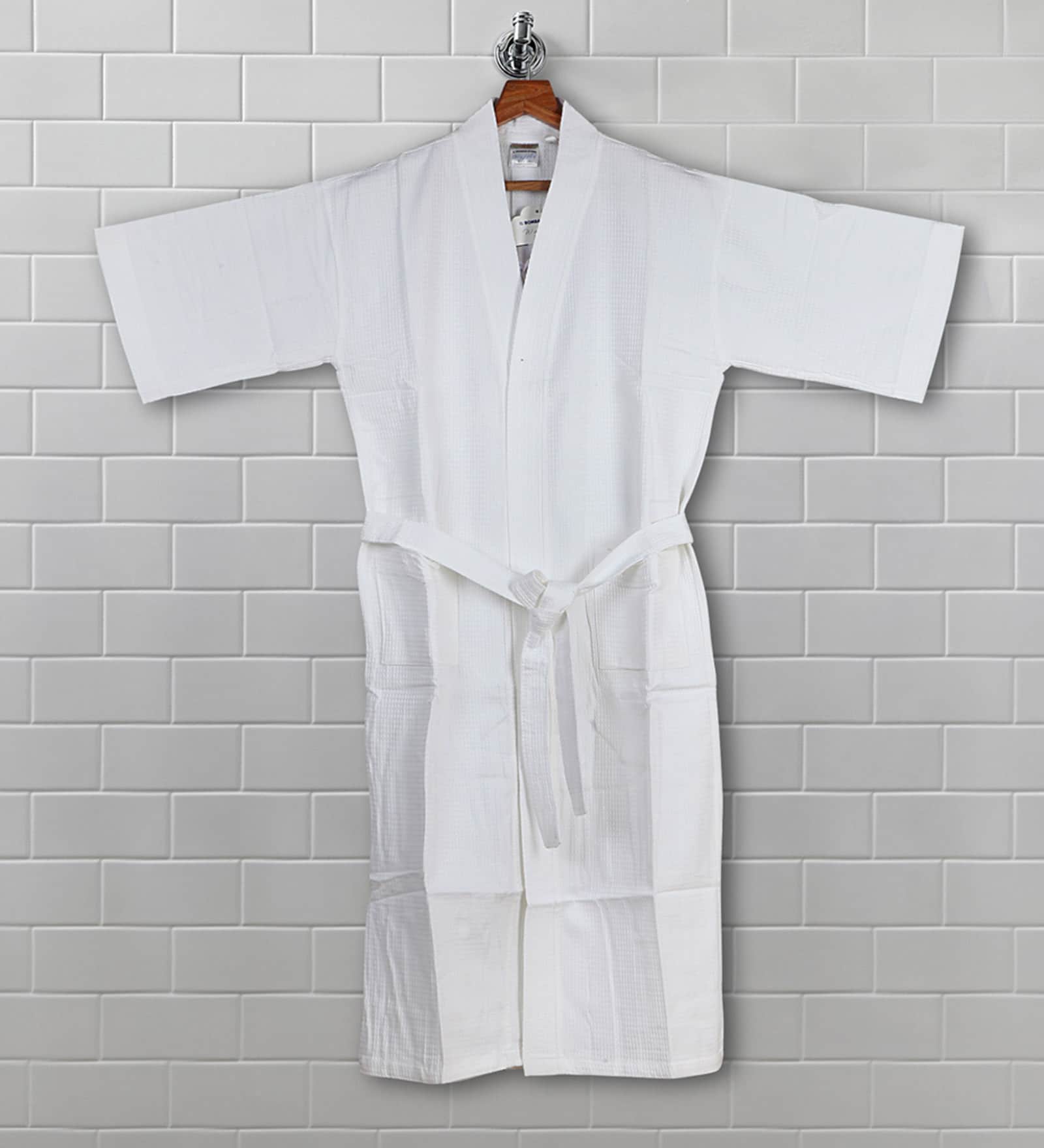 Buy White Cotton 37 X 10 Inch Bath Robe by Bombay Dyeing Online Bath