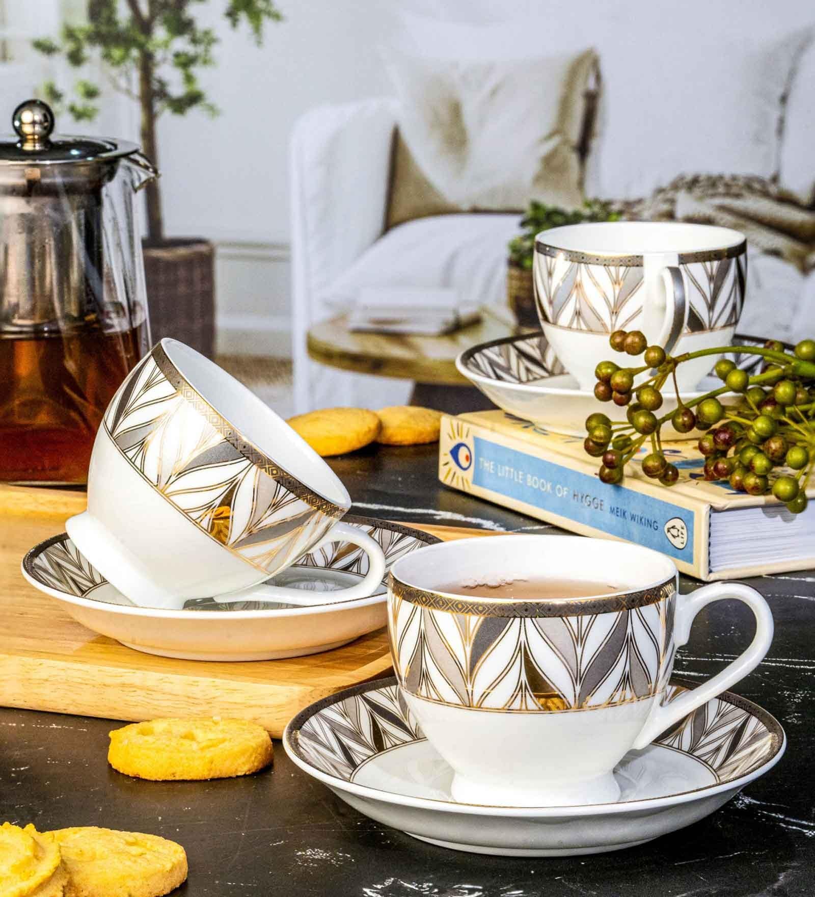 Bone China Tea/Coffee Cup Saucer Set of 12pcs