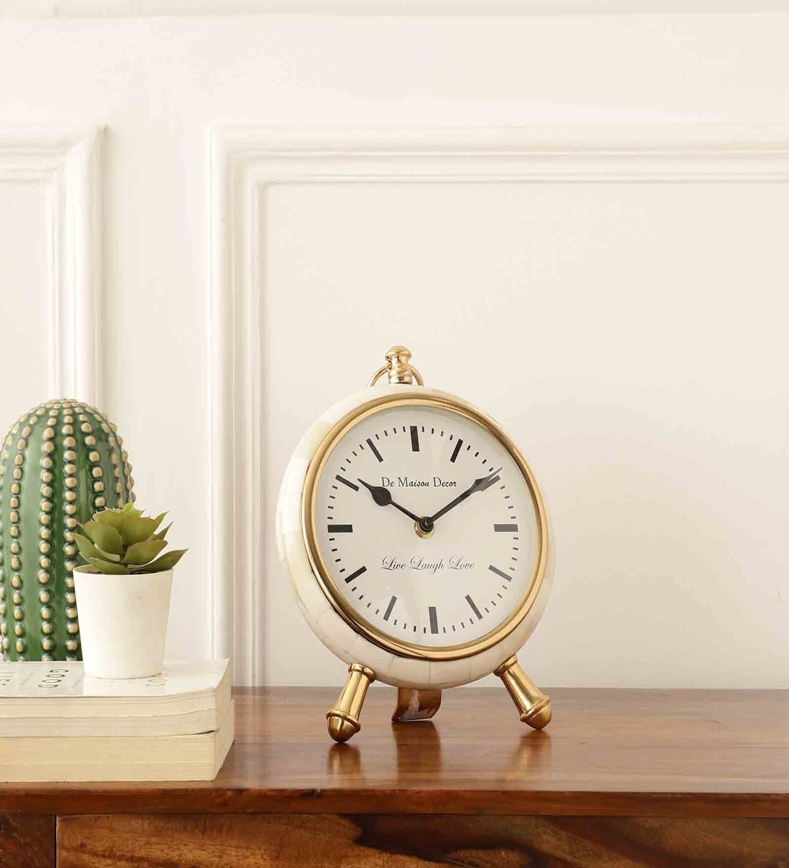 Buy BoneFramed Gold Aluminium Table clock at 10 OFF by Decor de