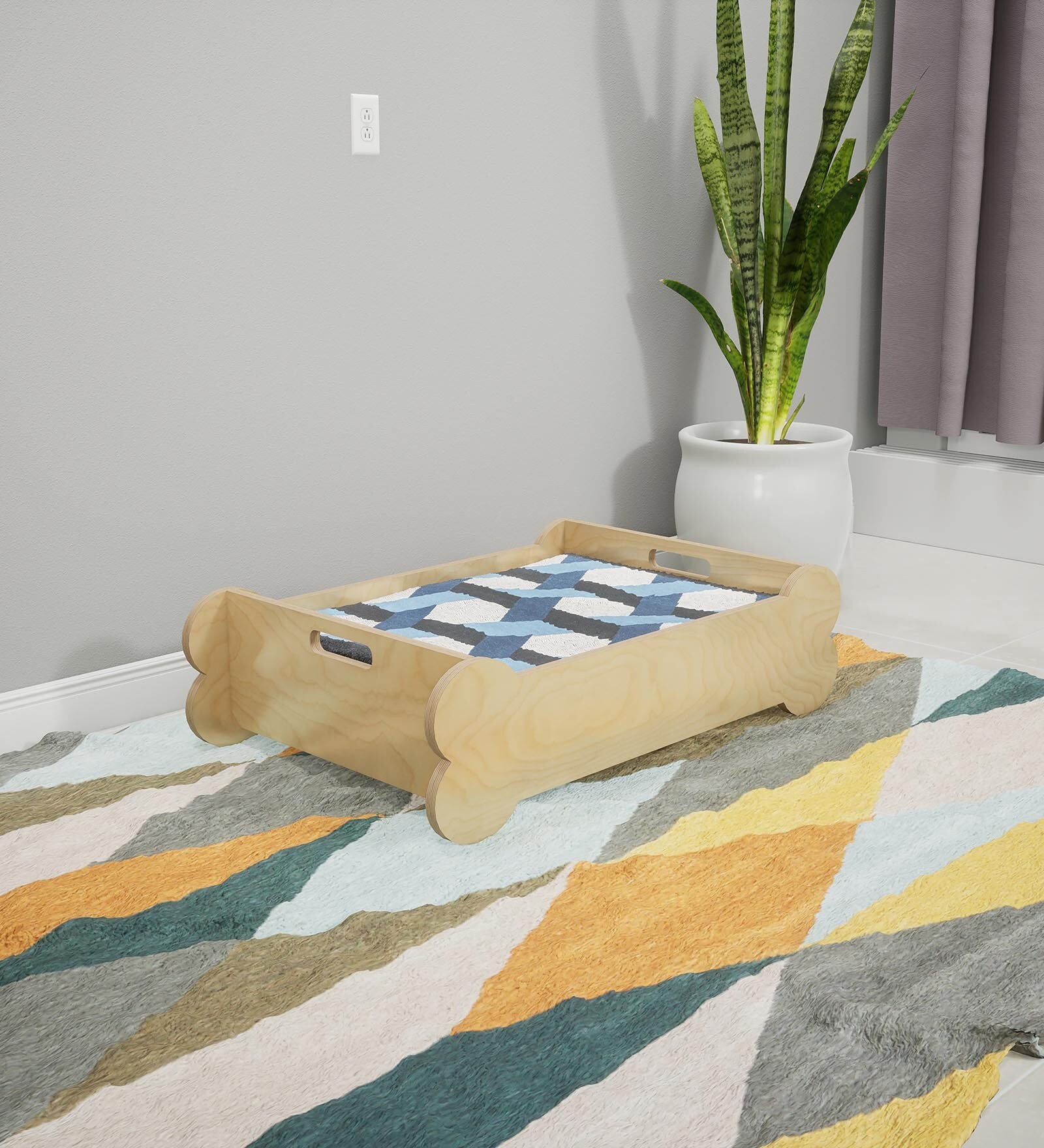 Bone Small Dog Bed in Natural Colour
