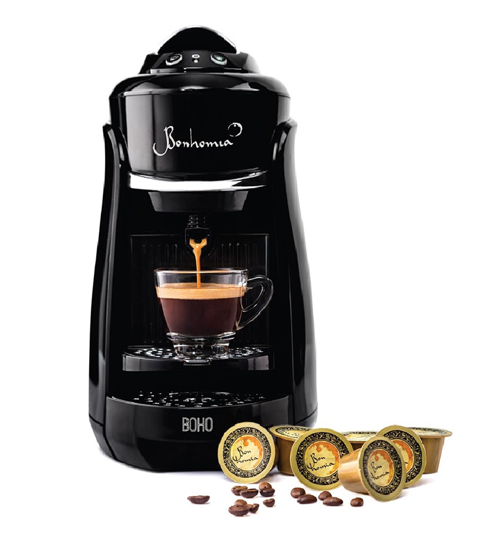 Bonhomia Boho Black Single Serve Capsule 1360W Espresso Coffee Maker