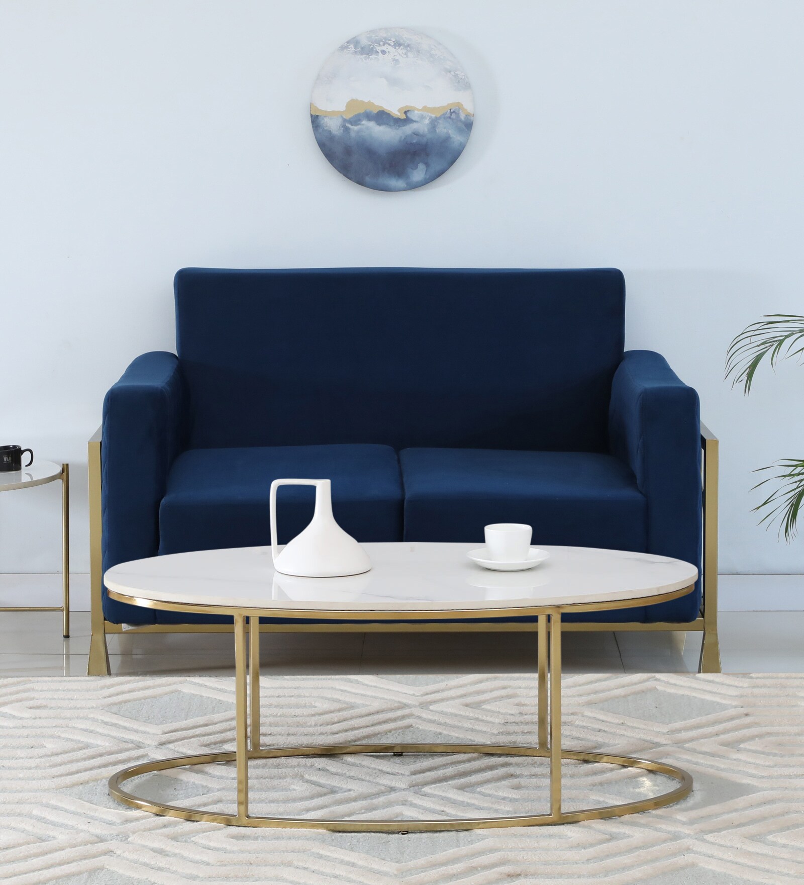 Bonita Metal Coffee Table In White Colour With Porcelain Top