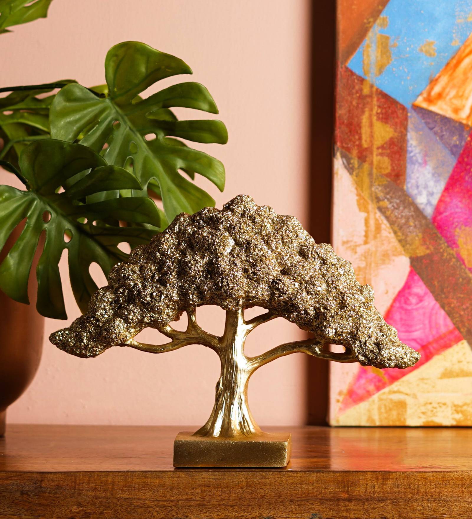 Bonsai Brilliance Brown Resin (Pack Of 2) Showpieces