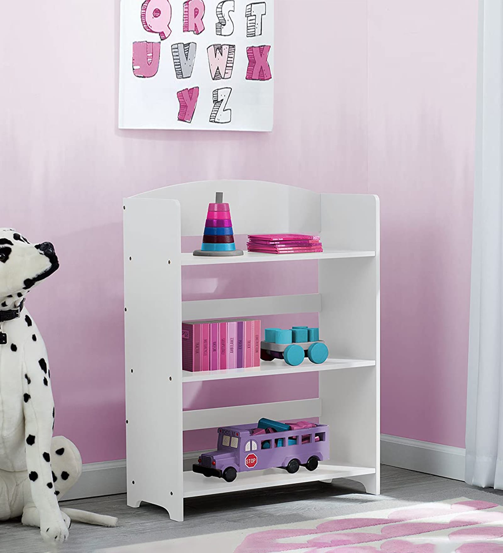 Bookshelf Solid Wood Kids Bookshelf in White Finish